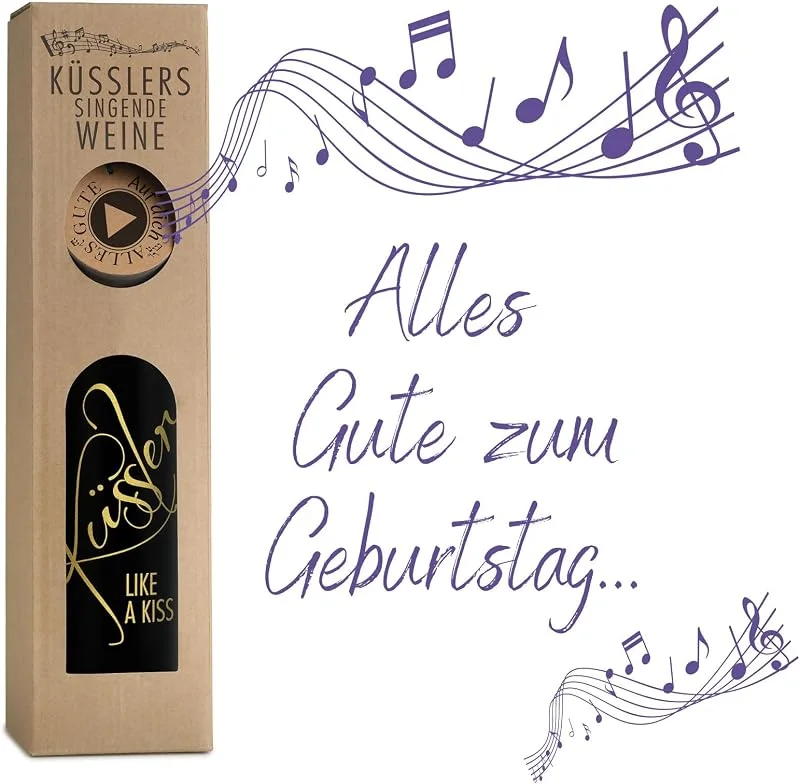Besuche den KÜSSLER LIKE A KISS-Store Neu! SINGENDER WEIN zum GEBURTSTAG - ein Cuvée rot mit eigenem Geburtstags-Lied - im nachhaltigen Geschenkkarton - das ideale Weingeschenk! — Wein und Festtafel