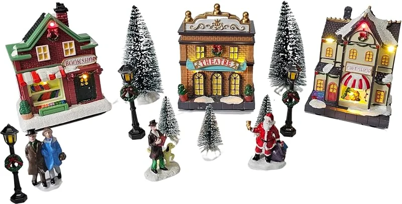 Besuche den Bambelaa!-Store Bambelaa! Weihnachtsstadt 8-14cm Winterdorf Weihnachtsdorf Weihnachtsszene Weihnachten LED Beleuchtet Warmweiß Innen (1, 14 TLG.) — Weihnachtsdeko