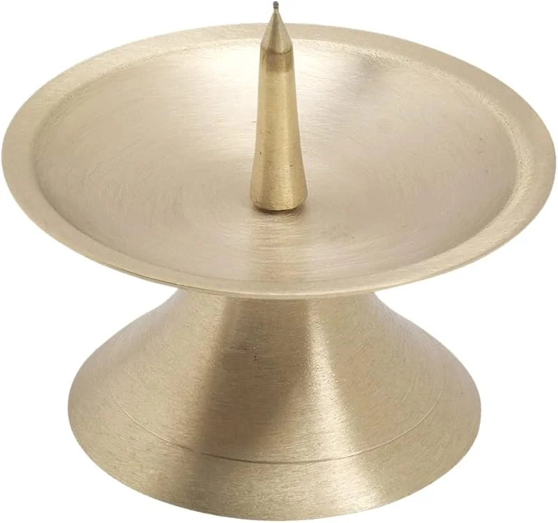 Besuche den NKlaus-Store NKlaus Scheibenleuchter aus mattem Messing Gold mit Dorn, Ø 9 cm — Kerzenlicht Abendessen