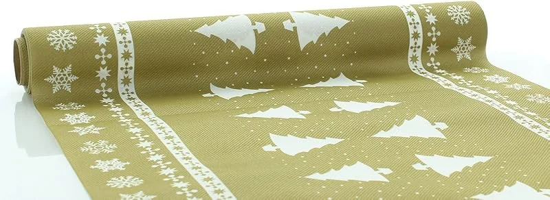 Marke: Sovie Home Tischläufer White Tree in Gold aus Linclass® Airlaid, Weihnachtstischläufer stoffähnlich, ideal für Winterfeiern, Advent & Weihnachten, 40cm x 4, 80m, 1 Stück — Küche & Haushalt