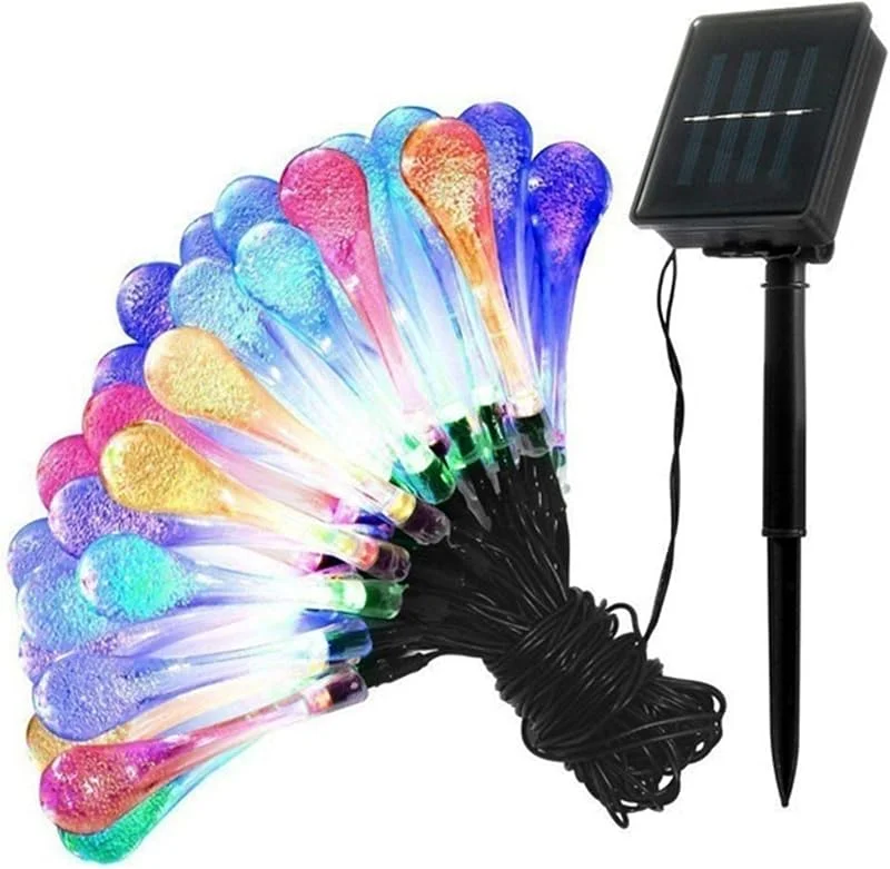 Marke: Lamker 30 LED Solar Lichterkette Wassertropfen Außen Wasserfest Lichterketten 8 Modi Bunt Regentropfen Solarlichterkette für Garten Terrasse Balkon Hof Tor Haus Weihnachten Beleuchtung Deko — Weihnachtsbeleuchtung