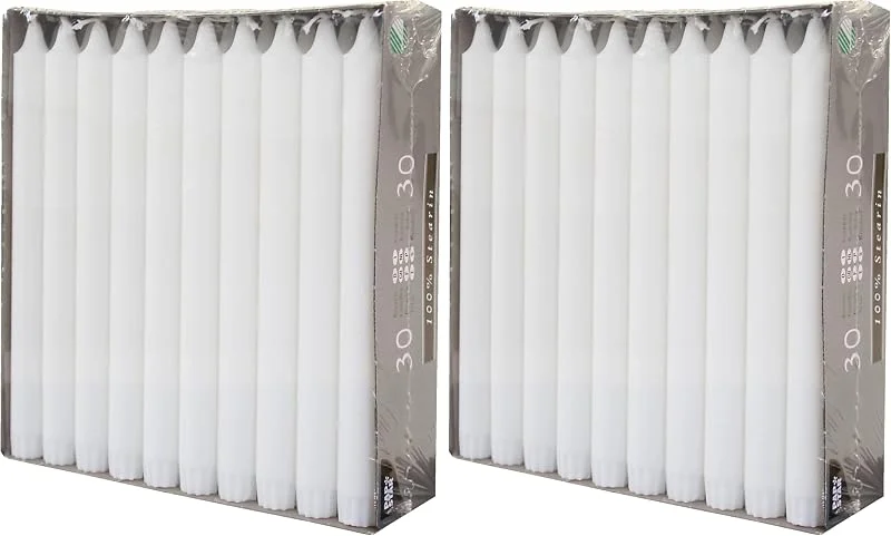 Besuche den PAPSTAR-Store 30 Kronkerzen, Ø 2, 2 cm, 24 cm, weiss, aus 100% Stearin, Papstar 86416, Weiß (Packung mit 2) — Advent und Tisch