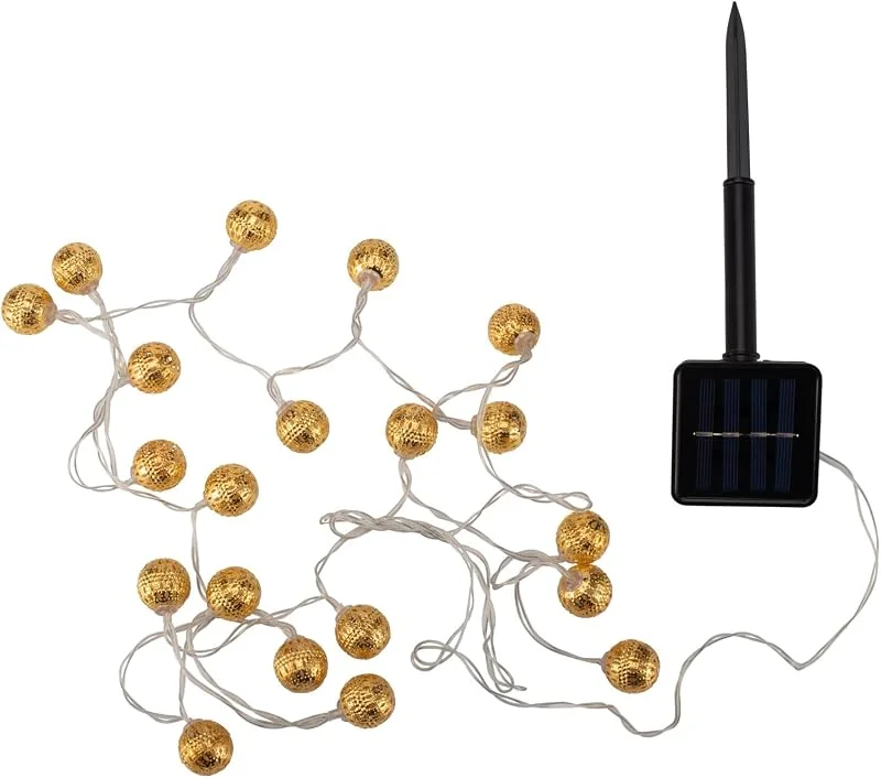 Marke: Pauleen Pauleen 48183 Sunshine Glamour Solar-Lichterkette für Balkon oder Garten Gold Außenbeleuchtung Metall Solar 3000K — Weihnachtsbeleuchtung