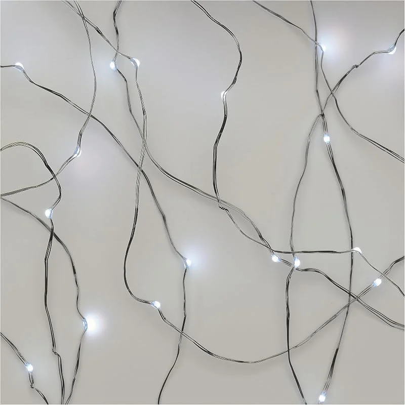 Besuche den EMOS-Store EMOS Nano-Lichterkette kaltweiß für Innen und Außen (IP44), 4m lange LED-Weihnachtslichterkette NANO für Partys, Weihnachten, 6 Stunden Timer Funktion, Netzteil und Transformator, silbernes Kabel — Weihnachtsbeleuchtung