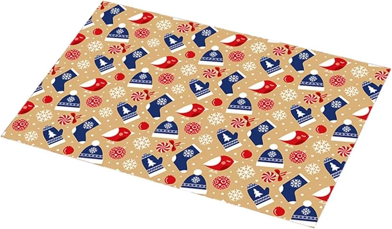 Besuche den Epinki-Store Epinki Tischset Abwaschbar Personalisiert Quadratisch, 2Pcs Set 30x45CM Platzset Weihnachten Waschbar Weihnachten Hut Schneeflocke Muster aus 70% Vinyl 30% Polyester, Tischmatten Set Blau Rot — Küche & Haushalt
