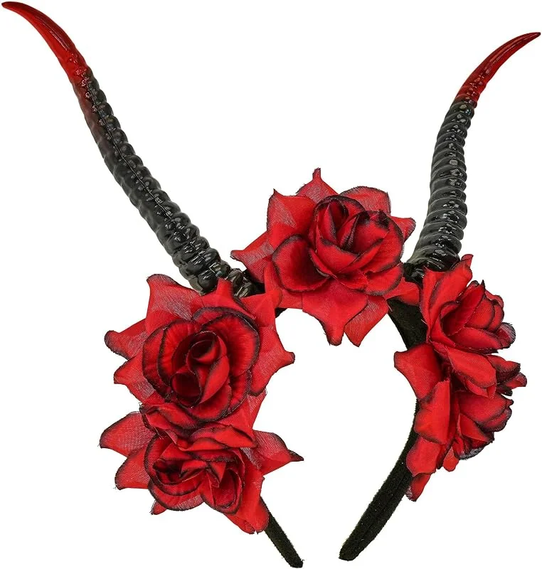 Besuche den W WIDMANN MILANO Party Fashion-Store W WIDMANN MILANO Party Fashion - Haarreif mit Hörnern und Rosen — Weihnachtsmode