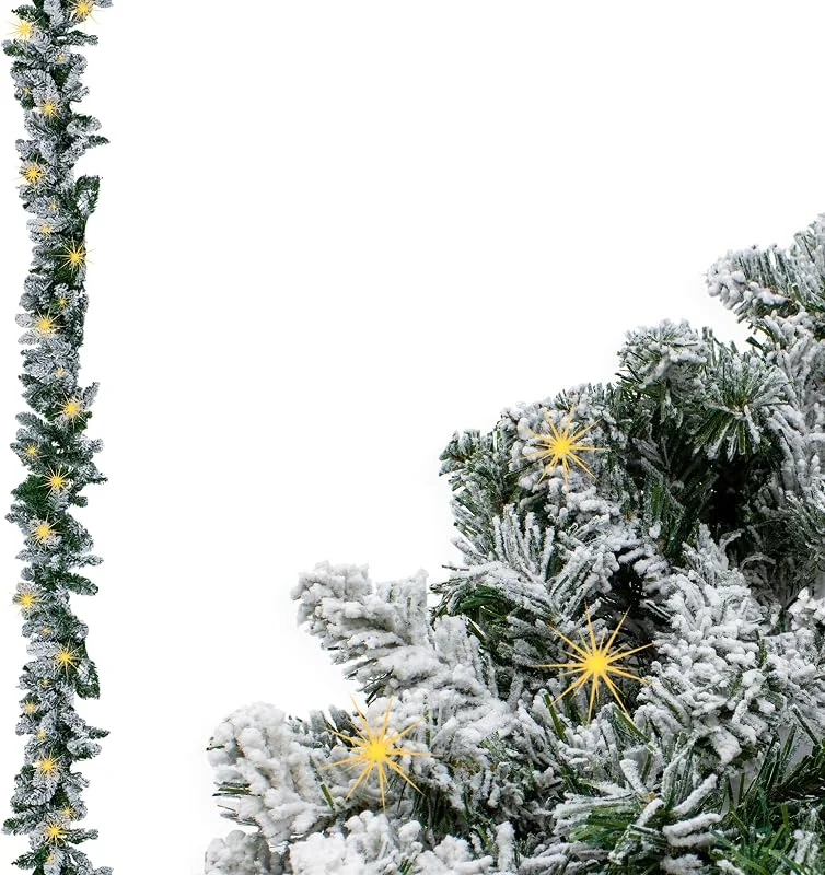 Besuche den Spetebo-Store LED Tannengirlande mit Schnee und Glitzer, 274 cm, 50 LED, warm weiß — Weihnachtsbeleuchtung