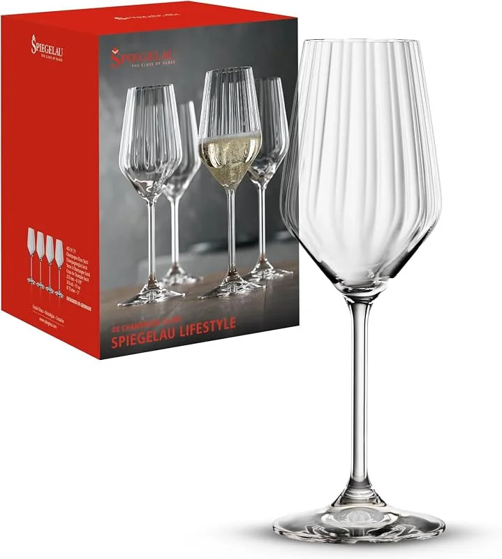 Besuche den Spiegelau-Store Spiegelau Champagner Gläser 310 ml, 4 Stück, LifeStyle, 4450177, Sektgläser aus Kristallglas, Champagnergläser spülmaschinenfest — Wein und Festtafel