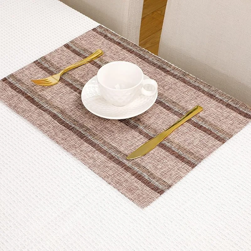 Besuche den Epinki-Store Epinki Tischset Weihnachten Abwaschbar Quadratisch, 2er Set Polyester Platzmatten Tisch Falsche Leinen Streifen Anti-Rutsch, Tischmatten Set Abwaschbar Hell Kaffee für Speisetisch, 32x45CM — Küche & Haushalt