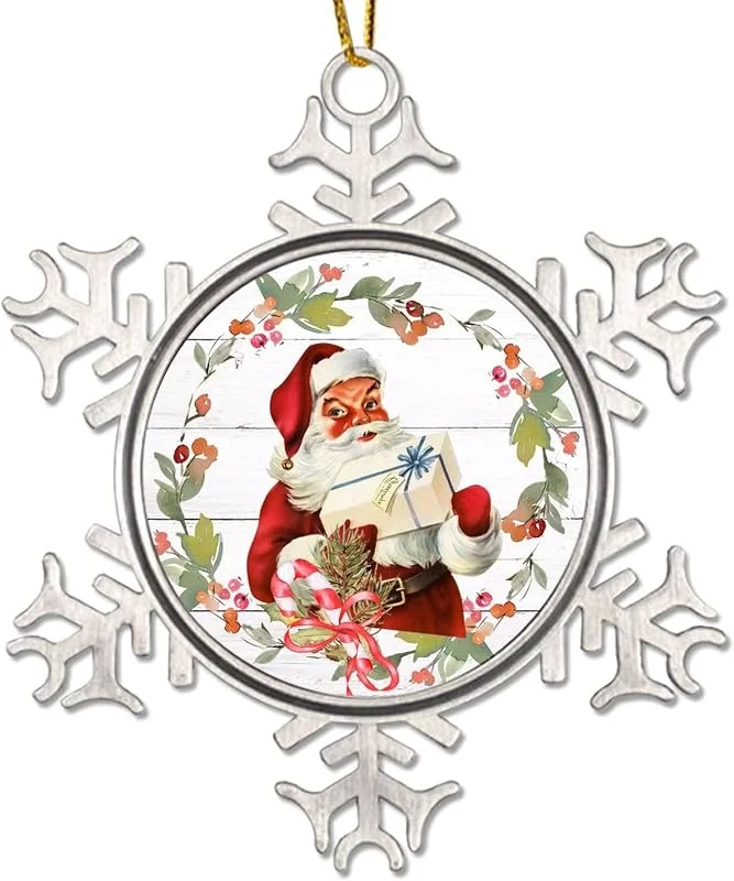 Marke: CowkissSign Weihnachtsmann Metall Schneeflocke Weihnachtsschmuck Weihnachtsmann Weihnachtskranz Weihnachtsbaum Ornament Weihnachtsmann Weihnachtsdekorationen neues Zuhause Weihnachtsdekoration Geschenk