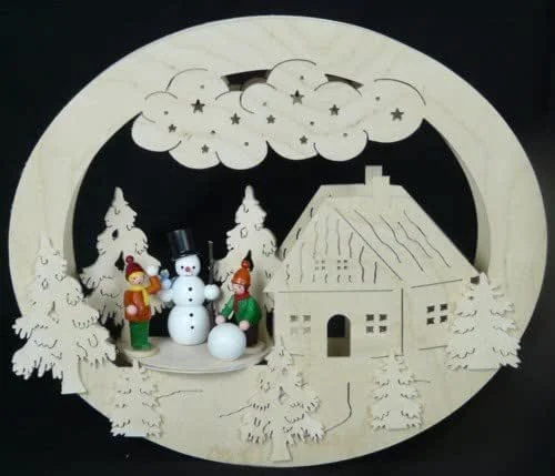 Besuche den Rudolphs Schatzkiste-Store Rudolphs Schatzkiste Fensterbild mit Haus Schneemann und Beleuchtung BxHxT 32x32x4cm NEU Lichterbogen Fensterbogen Spitzbogen Erzgebirge Seiffen Weihnachten Licht Holz Dekoration Beleuchtung — Weihnachtsdeko