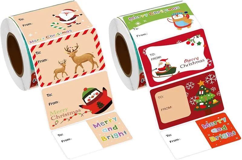 Marke: Generisch Weihnachts-Etiketten Aufkleber Rolle 500 Stück Tragbare Weihnachtsaufkleber — Geschenkverpackung