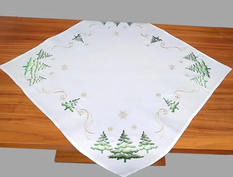 Besuche den FKL DESIGN Home Deco-Store FKL DESIGN Home Deco Tischläufer Weihnachten - Weihnachtstischläufer - Leinenoptik Läufer Weihnachtsdeko - Tischband Design - Weihnachtliche Tischdekoration - Muster 5 - 85x85 cm — Küche & Haushalt