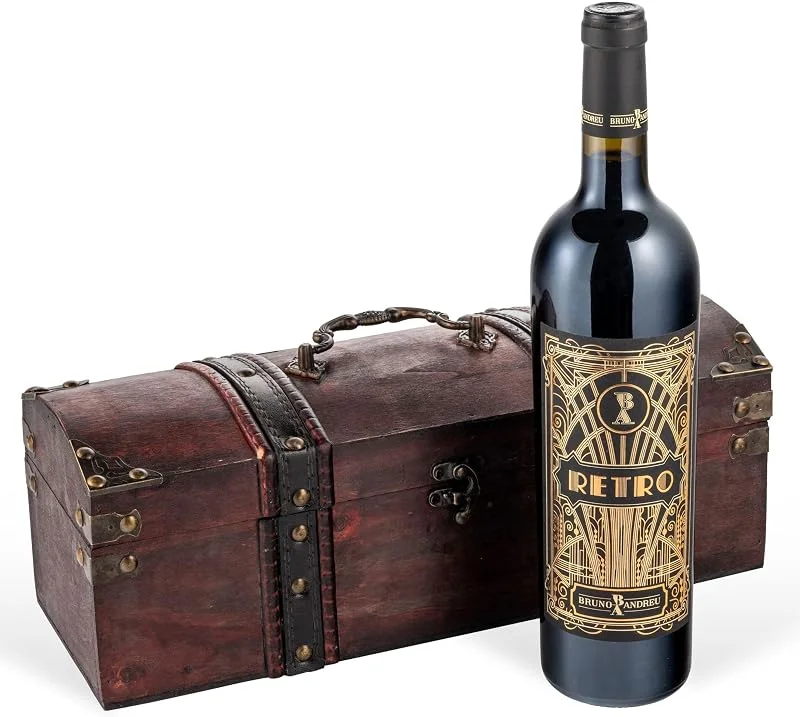 Besuche den Prime Presents-Store Wein Geschenk: RETRO in Antik-Style Holzkiste - Rotwein, Frankreich, Cabernet Sauvignon trocken (0, 75 l) — Wein und Festtafel
