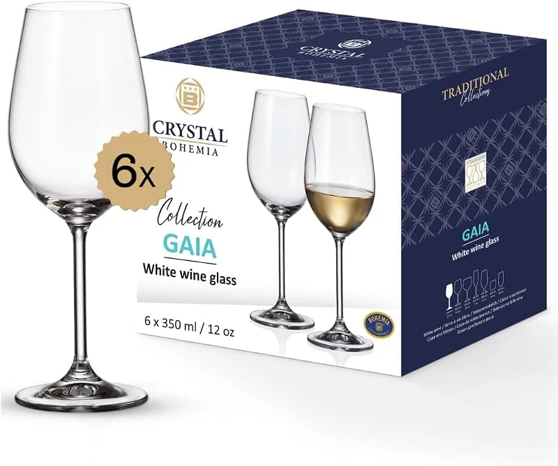 Besuche den CRYSTAL BOHEMIA-Store CRYSTAL BOHEMIA Weißweingläser - 6er Set, je 350 ml, spülmaschinenfest, langlebig & kratzfest - Elegante Gläser aus Kristallglas - Ideal als Geschenk für Weinliebhaber — Wein und Festtafel