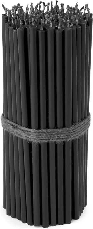 Besuche den NKlaus-Store NKlaus 100 schwarze Stabkerzen, 16 cm, dünn, aus Paraffinwachs — Kerzenlicht Abendessen
