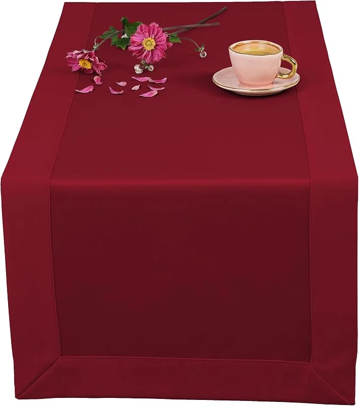 Marke: invitta Tischläufer Classic Elegance Bordeaux 40x80 cm, Uni Glatt Elegant mit 5 cm Kuvertsaum Fleckabweisend mit Lotuseffekt 100% Polyester, O5 H200 2043 — Küche & Haushalt
