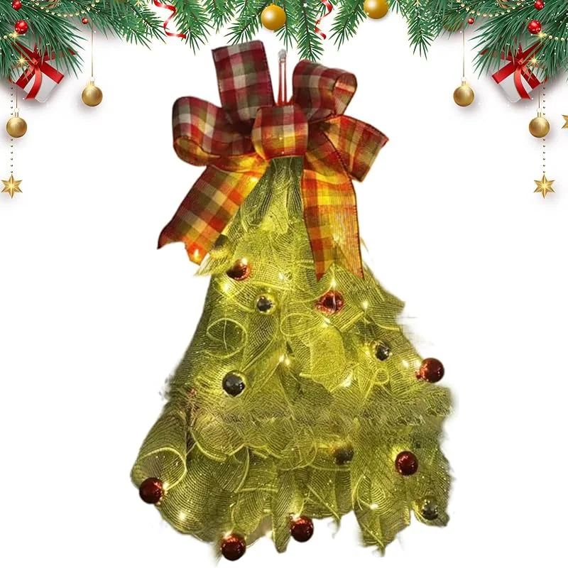 Marke: Générique Weihnachts-Türdekoration, realistisch, beleuchtet, Weihnachtsdekoration mit Schleife – künstliche Tannengirlande für Kamin, für Innen Außen Küche Fenster Mantel Zimmer