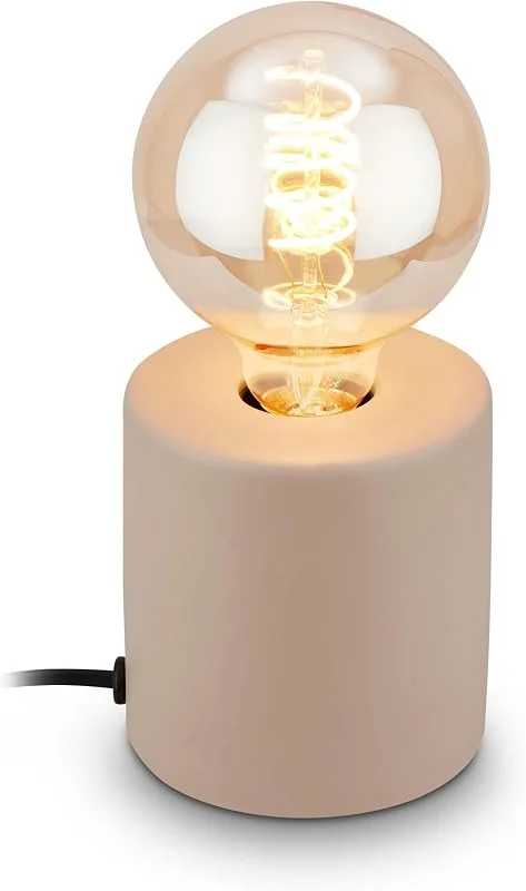 Besuche den BRILONER-Store BRILONER - Tischlampe mit Kabelschalter, Keramikfuß, E27, max. 10W, Nachttischlampe, Lampe, Schreibtischlampe, Tischleuchte, Bürolampe, Leselampe Bett, Leselicht, 10x10, 3 cm, Beige — Kerzenlicht Abendessen