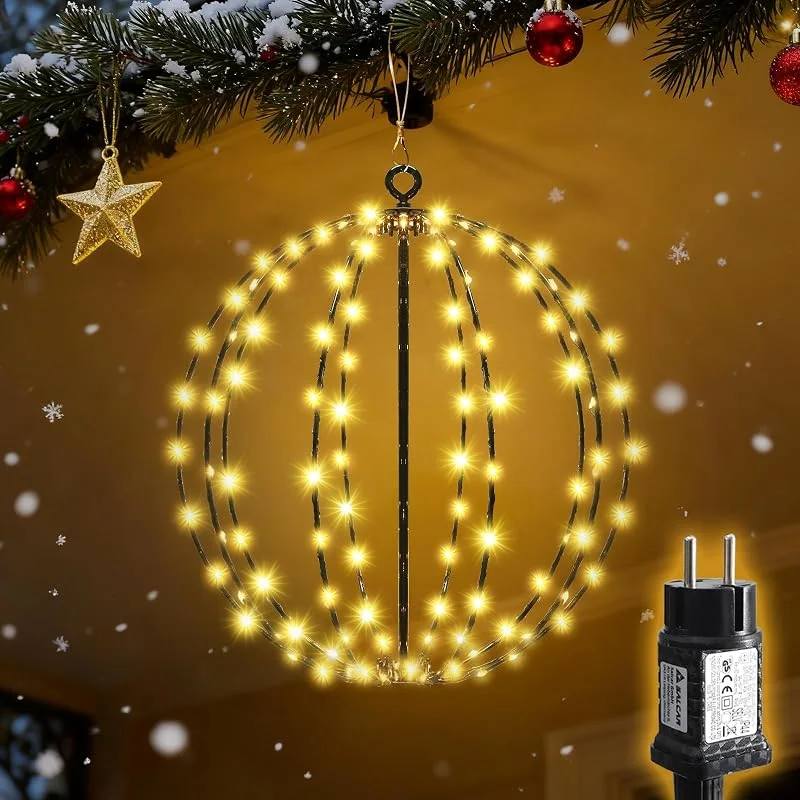 Besuche den SALCAR-Store SALCAR Weihnachtsbeleuchtung Außen 30cm Leuchtkugel Strom weihnachten