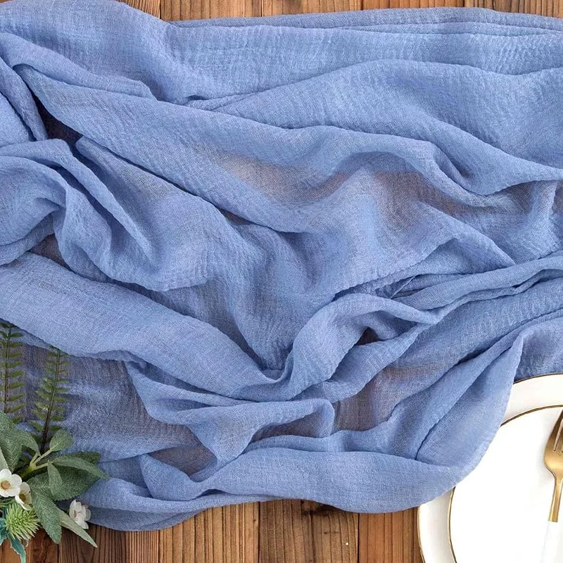 Besuche den AOKSUNOVA-Store AOKSUNOVA Käsetuch Tischläufer Musselin Hochzeit Dekostoff Blau — Küche & Haushalt