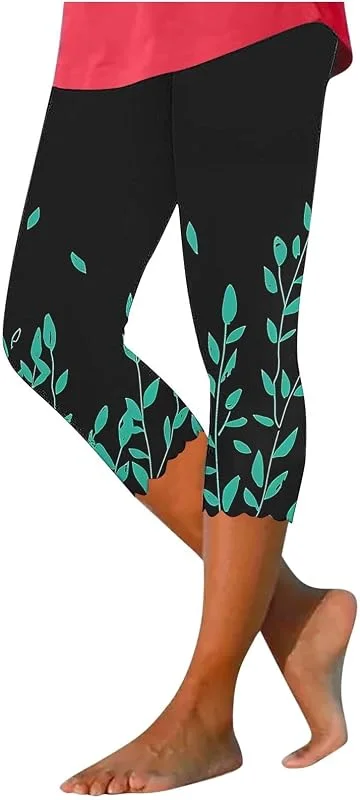 Marke: Generisch Generisch Leggings FüR Damen, Blumendruck, Hohe Taille, Knielang, Schmale Passform, Yoga Hose 7, 8 Damen Sport Figurformend Jeggings GroßE GrößEn 3, 4 Jeggins Winter Capri Leggins — Weihnachtsmode