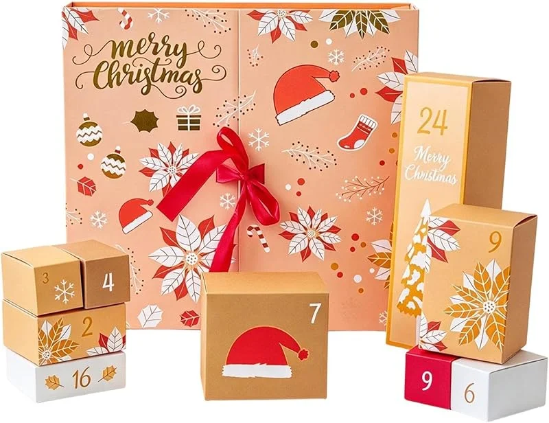 Marke: Generisch 24 Tage DIY Adventskalender Geschenkboxen, Gold Grün, DIY befüllbarer — Geschenkverpackung
