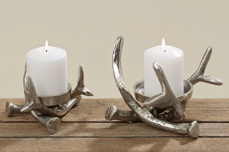 Marke: BOLTZE Kerzenständer Kerzenleuchter Metall Geweih Advent Tischdeko Leuchter — Kerzenlicht Abendessen