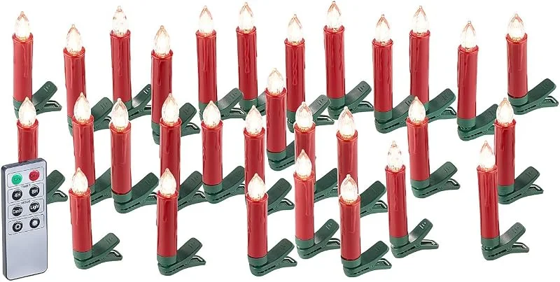 Besuche den Lunartec-Store Lunartec Baumkerzen: 30er-Set LED-Weihnachtsbaum-Kerzen mit IR-Fernbedienung, rot (LED Weihnachtsbaumkerzen rot, Christbaumkerzen kabellos, Baum) — Weihnachtsbeleuchtung