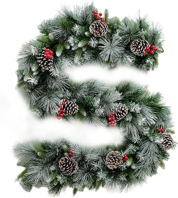 Marke: Generisch Künstliche Tannengirlande, 2 m, Tafelaufsätze – Weihnachts-Kieferngirlande – für Kamine, Kaminsims, Hochzeit, Party, Urlaub, Winter, Festival, Treppen, Geländer, Esstisch — Weihnachtsdeko