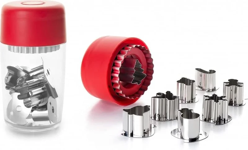 Marke: IBILI Ibili Linzer-Ausstecher-Set Weihnachten mit 8 Ausstechformen, Edelstahl, silber, transparent, rot, 13 x 6 x 6 cm, 9-Einheiten — Weihnachtskueche