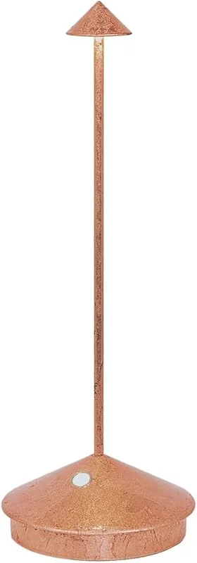 Zafferano, Pina Lampe mit Kupferblättern, Kabellose, Wiederaufladbare Tischlampe mit Touch Control, Für den Innenbereich Geeignet, Dimmer, 2200-3000 K, Höhe 29 cm — Kerzenlicht Abendessen