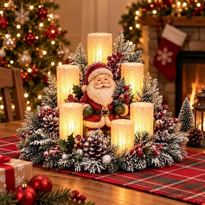 Besuche den maykawe-Store Adventskranz LED Kerzen: Beleuchtetes Weihnachtsgesteck Tischdeko — Advent und Tisch