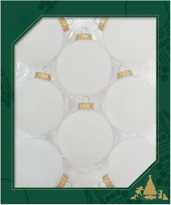 Besuche den Dekohelden24-Store Dekohelden24 Lauschaer Christbaumschmuck - 8er Set Kugeln geeist, 6, 7 cm, mit goldenem Krönchen + 50 Schnellaufhänger in Gold GRATIS zu Ihrer Bestellung dazu ! — Weihnachtsdeko