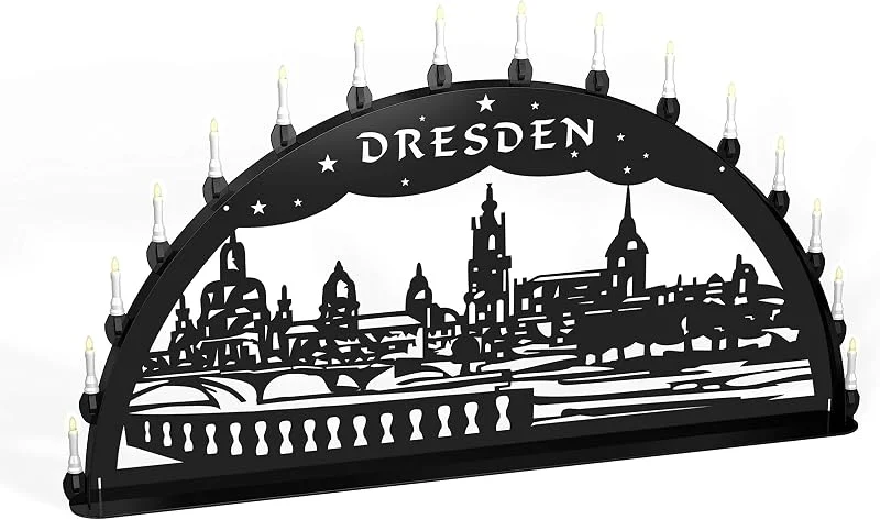 Marke: Colours-Manufaktur Außenschwibbogen Schwibbogen Lichterbogen Metall - Motiv: Dresden Canalettoblick - XXXL 2 Meter Breite Außen-Bereich schwarz * riesen groß * Weihnachten Dresdner Frauenkirche — Weihnachtsdeko