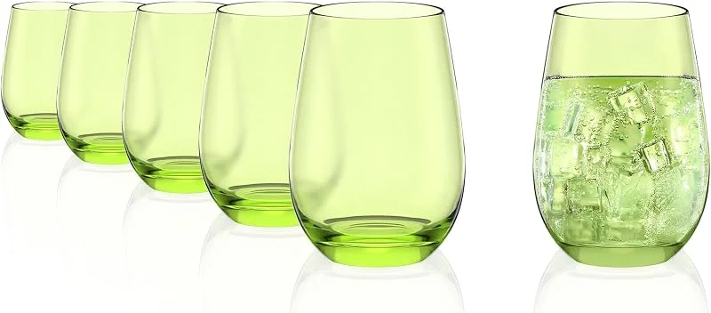 Besuche den Stölzle Lausitz-Store Stölzle Lausitz Elements Wassergläser Trinkgläser Grün 465 ml, 6er-Set — Kerzenlicht Abendessen