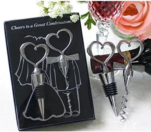 Marke: ARVALOLET Bottle Stopper, Heart Stainless Steel Food Grade Wine Bottle Stopper Corkscrew Korkenzieher Flaschenöffner Set Wein Flasche Wine Champagne Beer Bottle Stoppers Reusable Wine Stopper — Wein und Festtafel