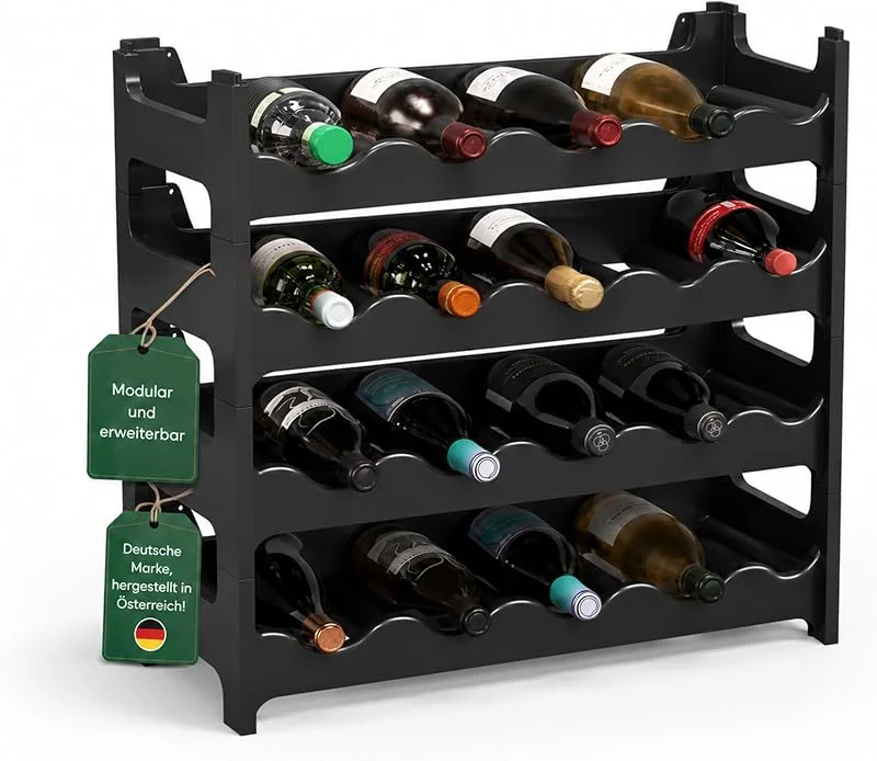 Besuche den ARTECSIS-Store ARTECSIS® Weinregal 24 Weinflaschen stapelbar modular Kunststoff schwarz — Wein und Festtafel