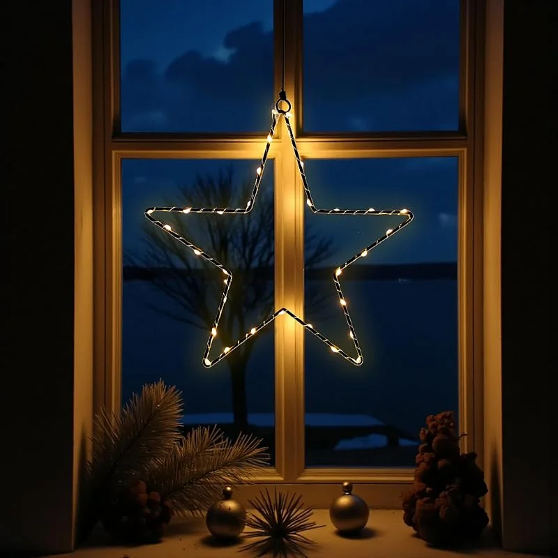 Besuche den Spetebo-Store Leuchtstern Silhouette schwarz für Außen mit Timer - 40 LED, 40 cm - Metall Weihnachtsstern zum Hängen warm weiß beleuchtet - Weihnachten Advent Fensterdeko Wandschmuck Outdoor Deko Beleuchtung — Weihnachtsdeko