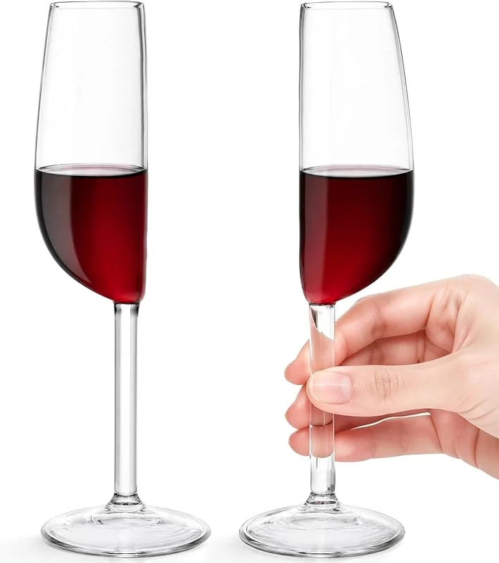 Besuche den VINATO-Store VINATO 2 Stück Halbes Weinglas 200ml, Lustiges Weinglas in Hälfte — Wein und Festtafel