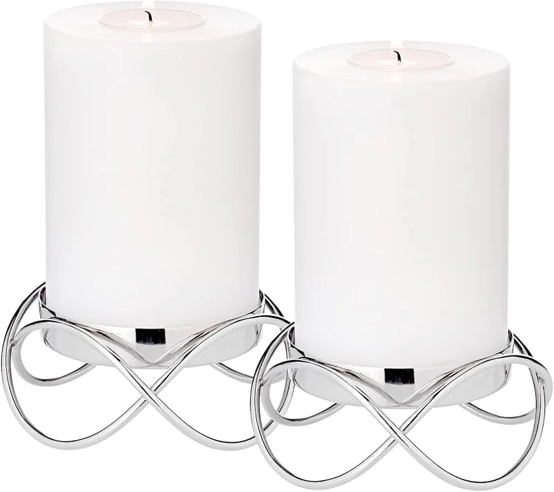 Besuche den EDZARD-Store EDZARD Kerzenhalter Bastia 2er-Set (Ø 13 cm, H 4, 5 cm), Edelstahl — Kerzenlicht Abendessen