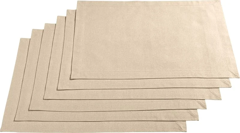 Besuche den REDBEST-Store REDBEST Tischset, Platzset, Untersetzer Uni 6er-Pack Seattle, 100% Baumwolle beige Größe 30x45 cm - Robustes, glattes Gewebe, mit hochwertigem Kuvertsaum — Küche & Haushalt