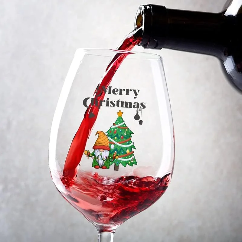 Marke: Rimego Rotweingläser Weihnachtszwerge mit Weihnachtsbaum Weinglas Kelch 2er Set für Paare Jahrestag Hochzeit Geschenk personalisierte Weingeschenke für Frauen und Männer 480 ml Gläser — Wein und Festtafel
