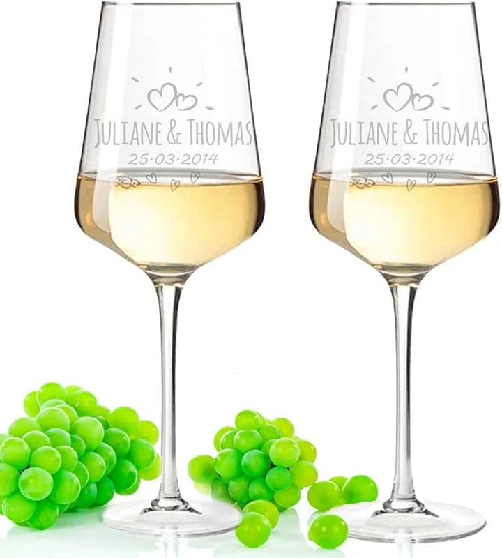 Besuche den GRAVURZEILE-Store GRAVURZEILE 2x Weingläser - Sunshine Love Design - graviert mit Wunschnamen & Datum - Geschenk zur Hochzeit, Verlobung & Jahrestag - ein perfektes Hochzeitsgeschenk — Wein und Festtafel