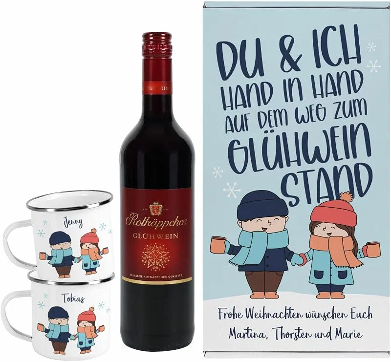 Besuche den Herz & Heim-Store Herz & Heim® Rotkäppchen Glühwein 0, 75l Geschenkset -Du und Ich am Glühweinstand-, mit 2 Tassen und Box — Geschenkverpackung