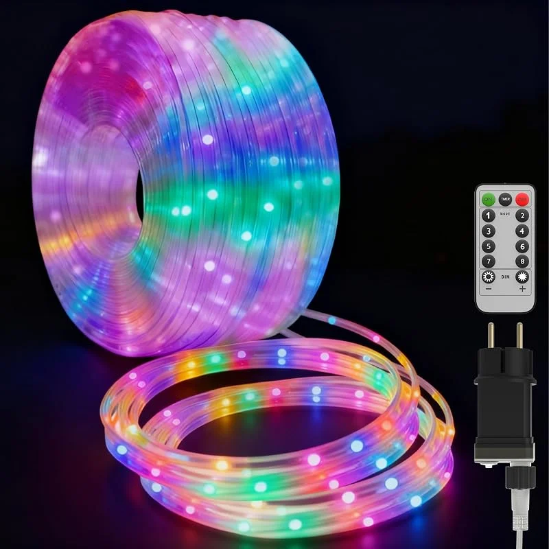 Marke: Suusolny 10m 100LEDs Lichterschlauch Dimmbar Bunt LED Lichterkette mit 8 Modi & Timer Schlauch Außen IP44 Wasserdicht Weihnachten Dekolicht RGB LED Beleuchtung für Party Feier Weihnachtsbeleuchtung