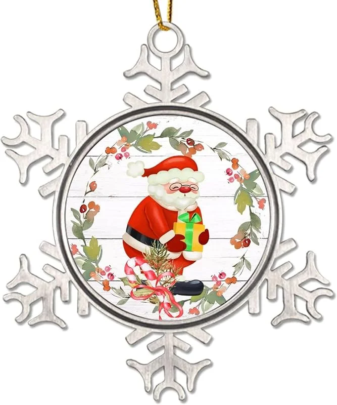 Marke: CowkissSign Weihnachtsmann Schneeflocke Metall Weihnachtsbaum Hängender Anhänger Andenken Vater Weihnachtskranz Weihnachtsbaum Ornamente Weihnachtsmann Weihnachtsdekoration neues Zuhause