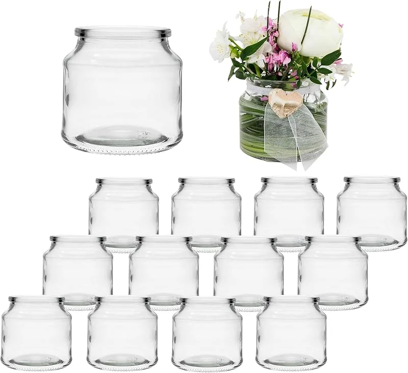 Besuche den Annastore-Store 12er Set Teelichtgläser aus Glas – Kleine Windlichter H 7 cm für Teelichter — Kerzenlicht Abendessen