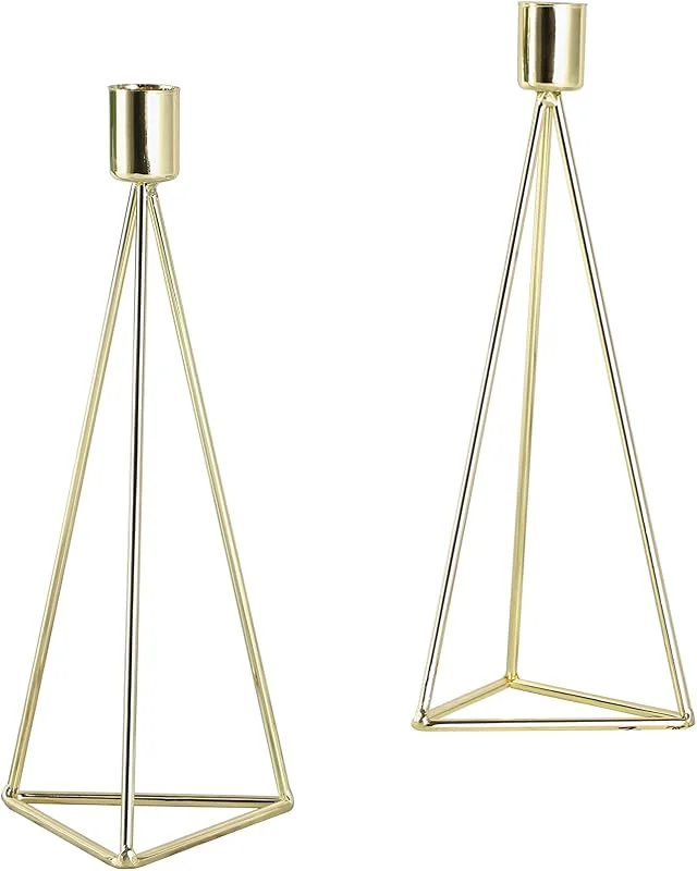 Besuche den ECHTWERK-Store ECHTWERK Kerzenhalter Set 2-teilig. - Gold-Edition - Moderner geometrischer Stabkerzenhalter aus galvanisiertem Eisen - Perfekte Tischdeko für Wohnzimmer, Esstisch & Hochzeiten - 9, 5 x 9, 5 x 24, 2 cm — Advent und Tisch