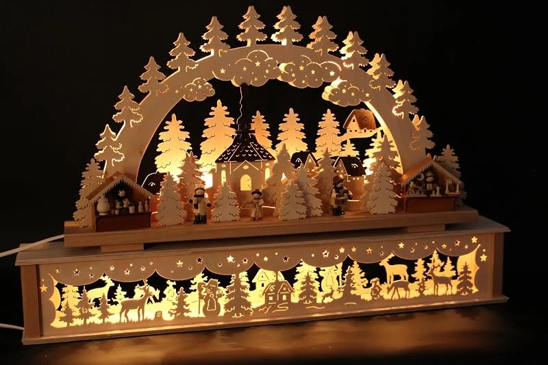 Marke: SchwibboLa Original Erzgebirgischer Schwibbogen Lichterbogen FREIE Auswahl (Motiv4: 72x45cm (BxH)) — Weihnachtsdeko